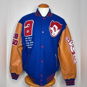 $600 NWT Sankei Atoms Ebbets Field Flannel Varsity Bomber Jacket - Wool Leather